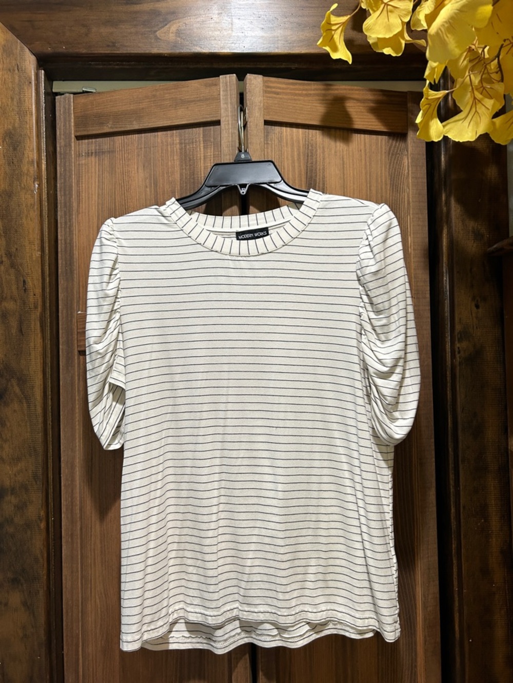 Modern Works Striped Puff-Sleeve Women's Top